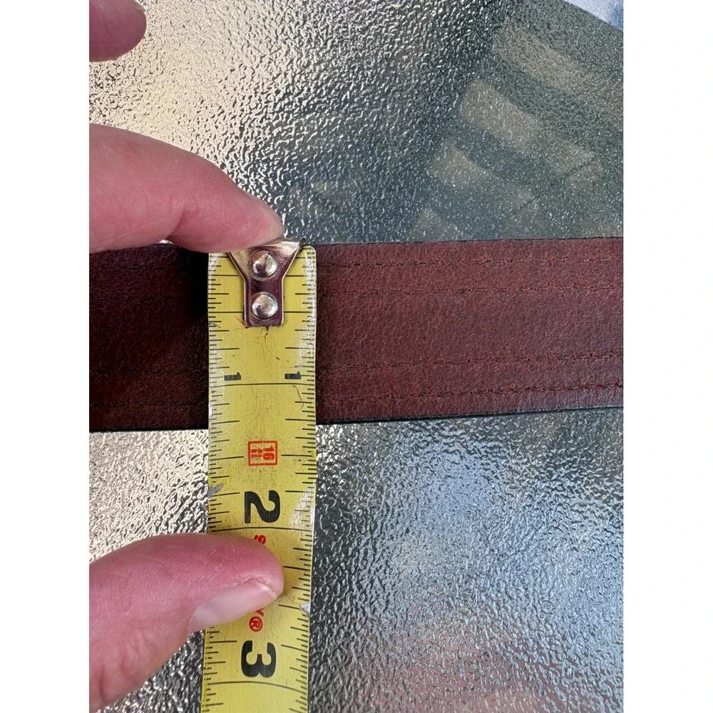 Haggar Mens Brown Black Two Tone Genuine Leather Belt Silver Buckle 48 Inch